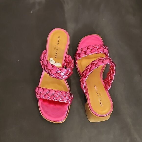 BRAND NEW ROCK&CANDY BY ZIGI DOUBLE BRAIDED STRAPS LOW BLOCK-HEEL SANDAL - Picture 3 of 15